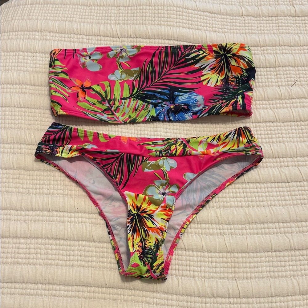 Tropical Print Kids Bikini Set